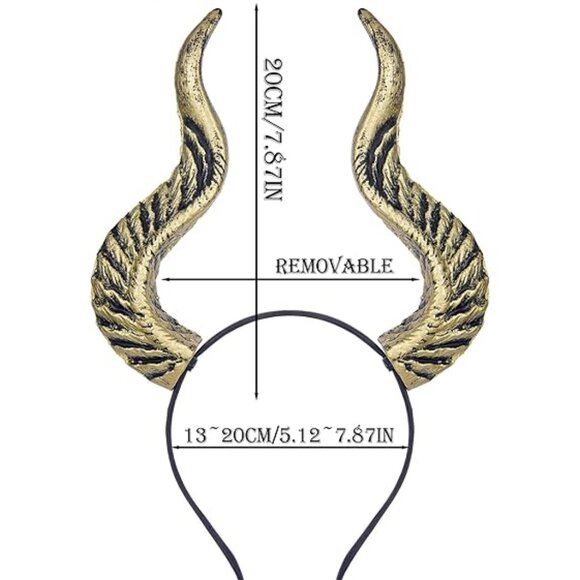 Dark Devil Horns  Gold Headband